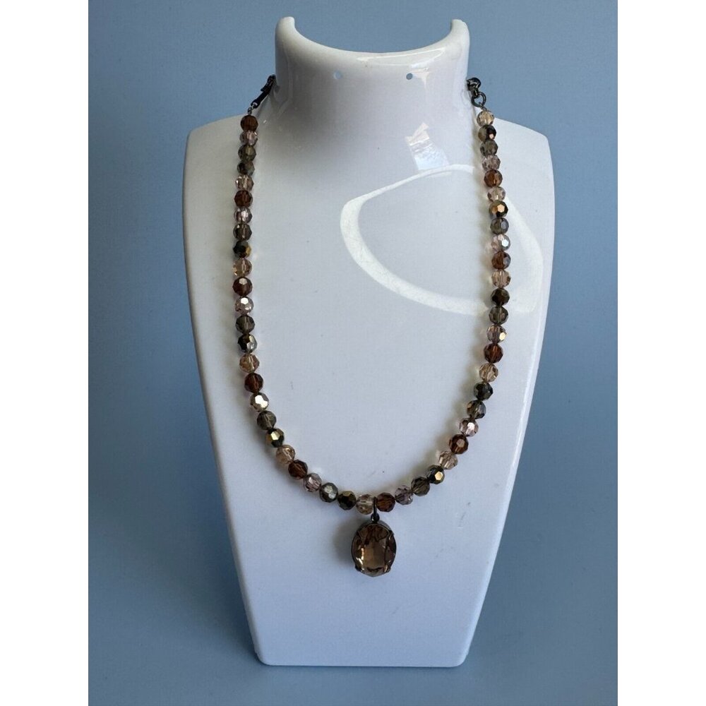 Blair Delmonico Beaded Necklace With Crystal Pendant 15" Length Adjustable Chain - Picture 9 of 13